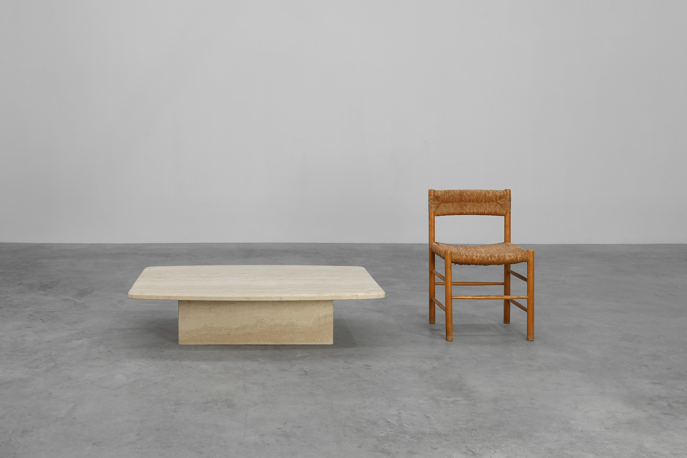 Sculptural organic travertine coffee table, France 1980sthumbnail